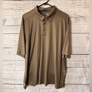 Roundtree & Yorke Performance Brown/Cream Checked Men’s Polo Shirt